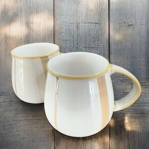Denby Truffle Layers Stoneware Mug Cup‎ Brown Stripes Porcelain England Set Of 2